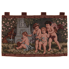 Putti tapestry wall hanging with loops 23.5x47"