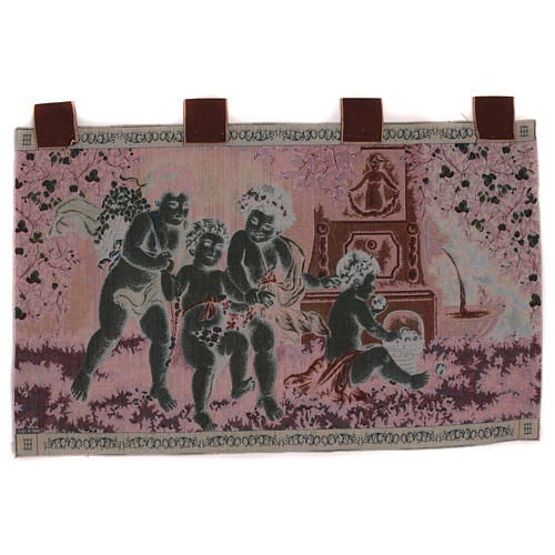 Putti tapestry wall hanging with loops 23.5x47" 3