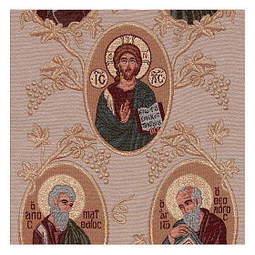 Wandteppich in goldenen Grundton Muttergottes, Johannes der Täufer, Christus, 4 Evangelisten 40x90 cm