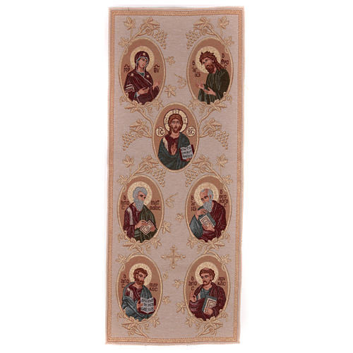 Tapiz oro Virgen, S. J. Bautista, Cristo, 4 Evangelistas 40x90 cm 1