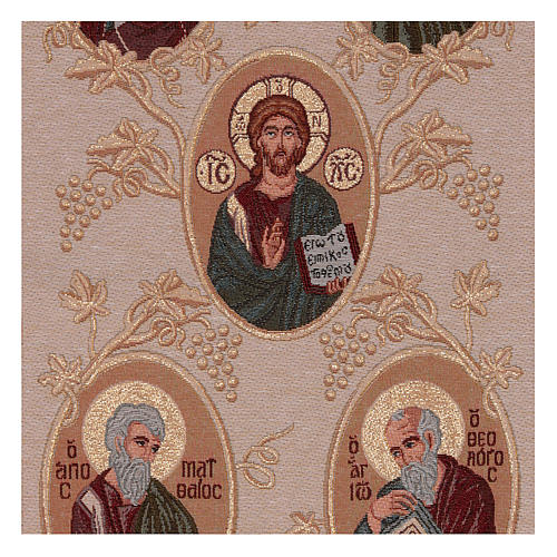 Tapiz oro Virgen, S. J. Bautista, Cristo, 4 Evangelistas 40x90 cm 2