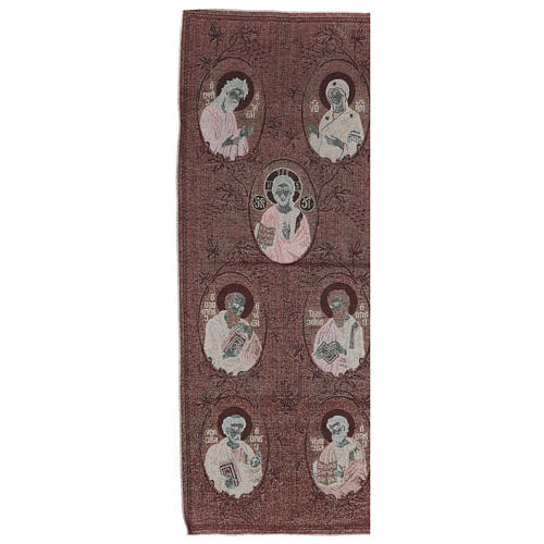 Wandteppich in silbernen Grundton Muttergottes, Johannes der Täufer, Christus, 4 Evangelisten 40x90 cm 3