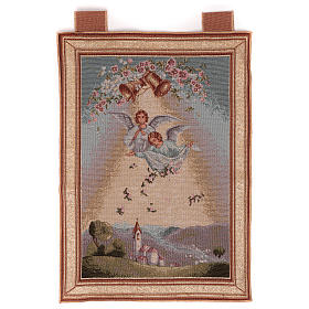 Angels with flowers wall tapestry with loops 21x14"