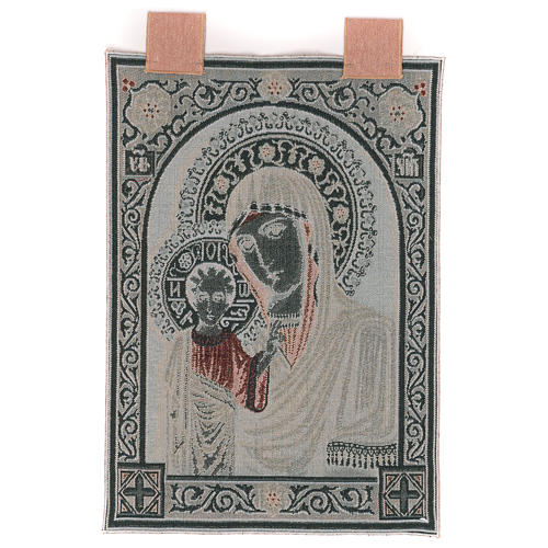 Our Lady and Baby Jesus tapestry in Byzantine style with frame and hooks 50x40 cm 3