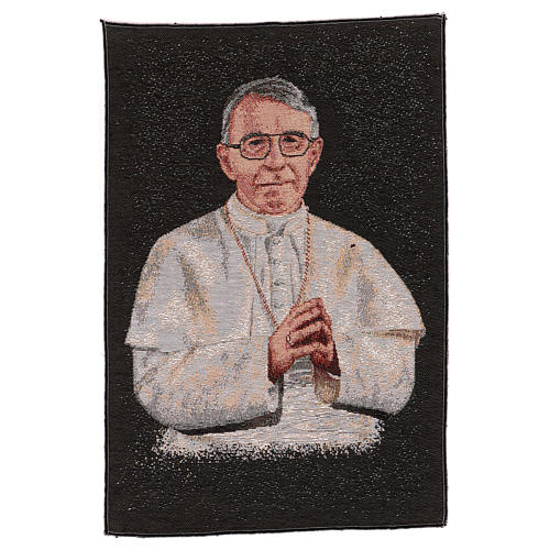 Pope Luciani tapestry with black background 40x30 cm 1