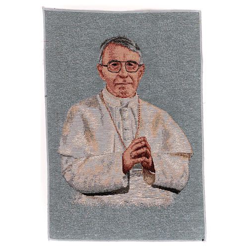 Pope Luciani tapestry with light blue background 40x30 cm 1
