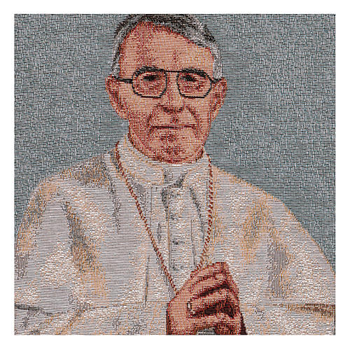 Pope Luciani tapestry with light blue background 40x30 cm 2