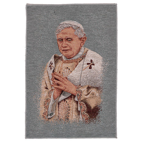Wandteppich blauer Grundton Papst Benedikt XVI 40x30 cm 1