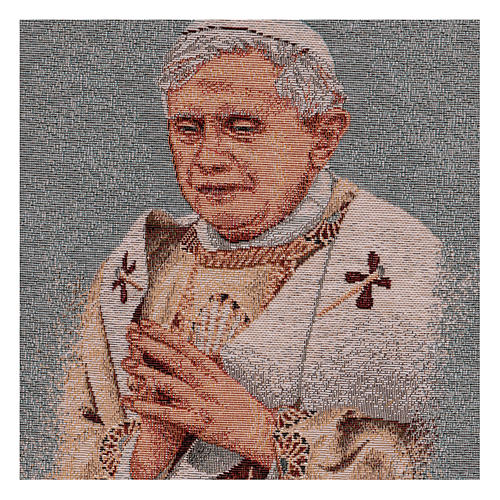 Wandteppich blauer Grundton Papst Benedikt XVI 40x30 cm 2