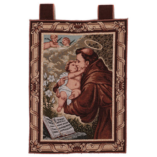 Saint Anthony of Padua tapestry with frame and hooks 50x40 cm 1