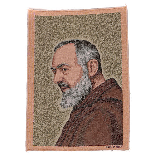 Tapeçaria Padre Pio ouro 42x30 cm 1