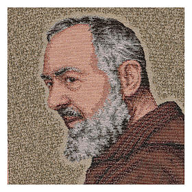 Saint Pio tapestry with gold color background 16.5x12"