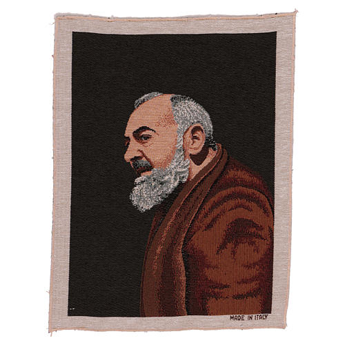 Wandteppich Pater Pio im Profil 40x30 cm 1