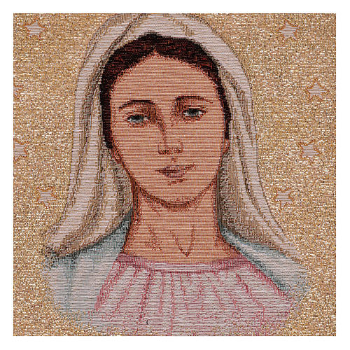 Arazzo Madonna di Medjugorje con Stelle 40x30 cm 2