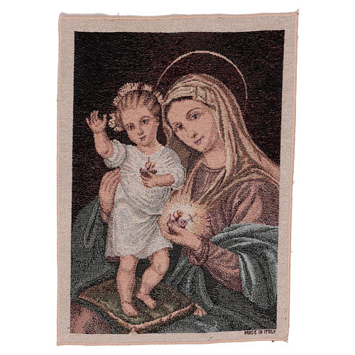 Holy Heart of Mary and Jesus tapestry 15.5x12" 1