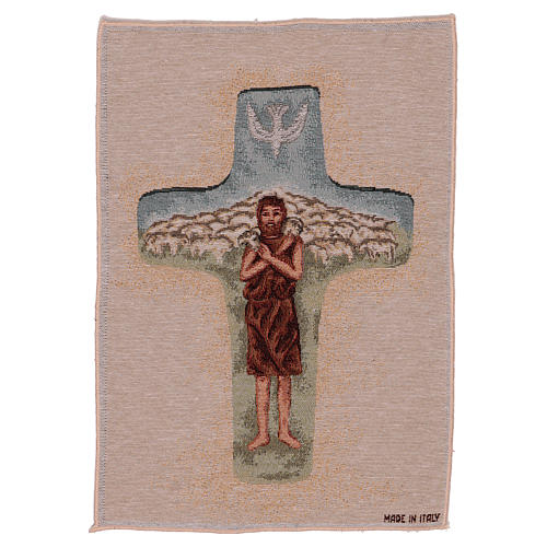 Wandteppich Kreuz von Papst Franziskus koloriert 40x30 cm 1