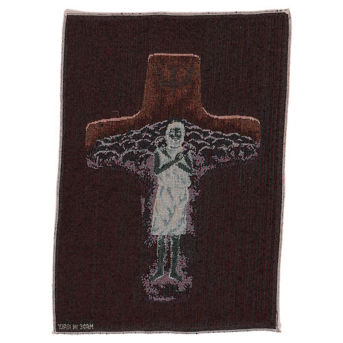 Wandteppich Kreuz von Papst Franziskus koloriert 40x30 cm 3