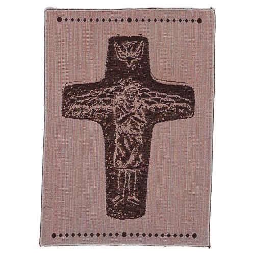 Wandteppich Kreuz von Papst Franziskus silberfarben 40x30 cm 3
