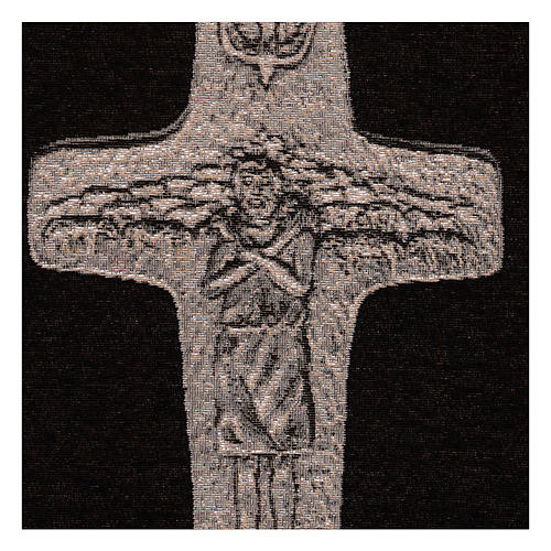 Tapiz Cruz Papa Francisco plata 40x30 cm 2
