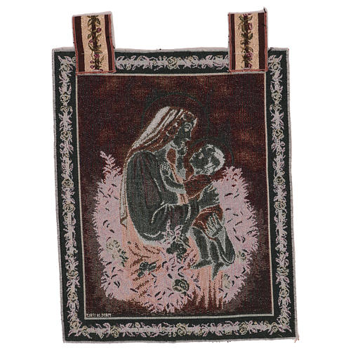 Baby Jesus stroking Our Lady tapestry with frame and hooks 50x40 cm 3