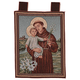 Saint Anthony of Padua with flowers wall tapestry with loops 19.5x15.5"