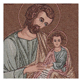 Saint Joseph whit baby Jesus tapestry in Byzantine style 14.5x12"