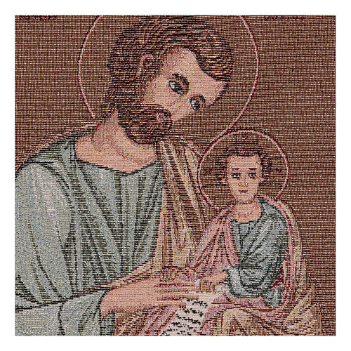 Saint Joseph whit baby Jesus tapestry in Byzantine style 14.5x12" 2
