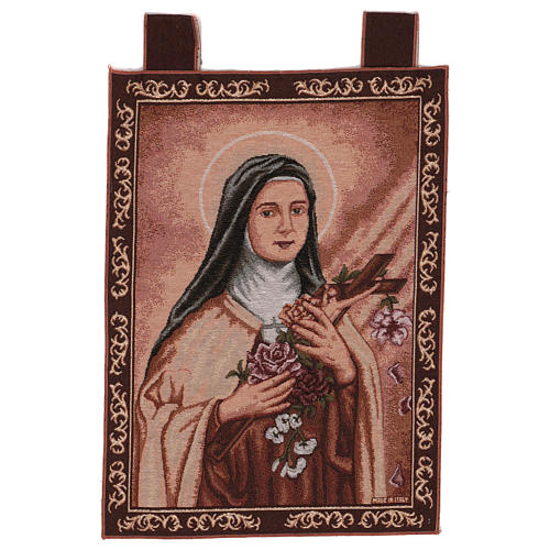 Tapiz Santa Teresa de Lisieux marco ganchos 50x40 cm 1