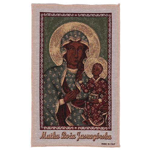 Black Madonna of Czestochowa tapestry with golden background 50x30 cm 1