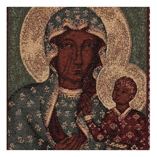 Our Lady of Czestochowa tapestry with golden background 19x12" 2