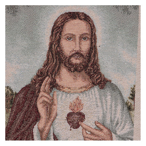 Wandteppich Heiligstes Herz Jesu und Landschaft 40x30 cm 2