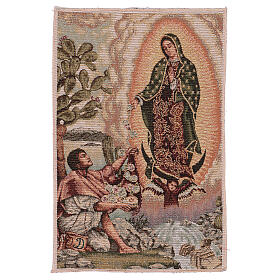 Juan Diego Guadalupe tapestry with gold color background 17x12"