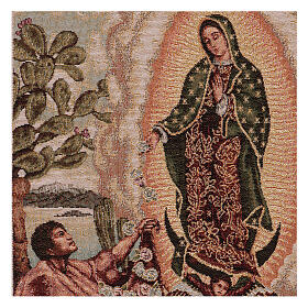 Juan Diego Guadalupe tapestry with gold color background 17x12"
