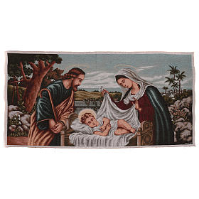 Arazzo Sacro Cuore di Maria con paesaggio cornice ganci 50x40 cm