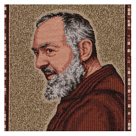 Saint Pio's profile tapestry with frame and hooks 45x40 cm
