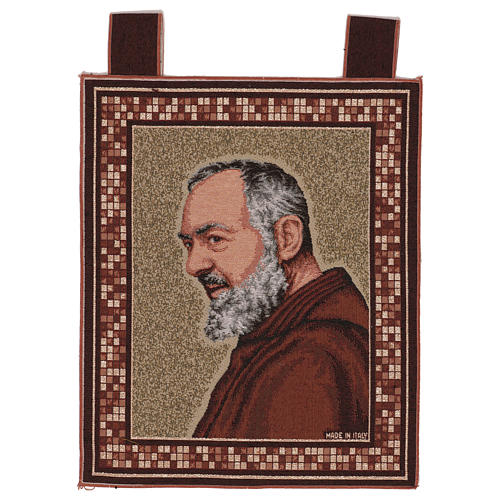 Saint Pio's profile tapestry with frame and hooks 45x40 cm 1