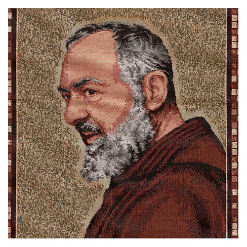 Saint Pio's profile tapestry with frame and hooks 18x15" 2
