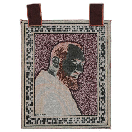 Saint Pio's profile tapestry with frame and hooks 18x15" 3