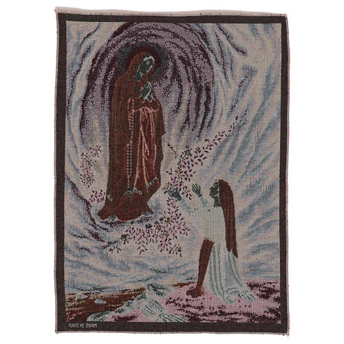 Our Lady apparition at Lourdes tapestry 20.5x16" 3