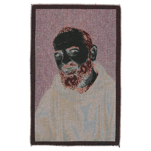 Wandteppich Pater Pio in Mönchskutte vor Goldgrund 40x30 cm 3