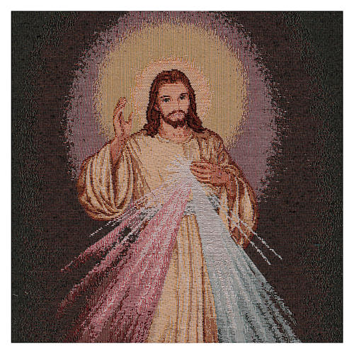 Wandteppich Barmherziger Jesus vor dunklem Hintergrund 60x40 cm 2