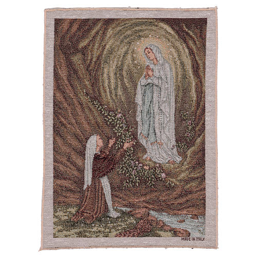 Our Lady apparition at Lourdes tapestry 15.5x12" 1