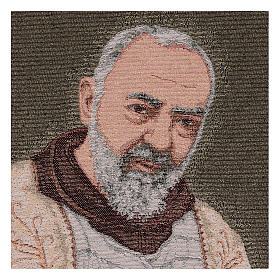 Wandteppich Pater Pio mit Stola vor Goldgrund 40x30 cm