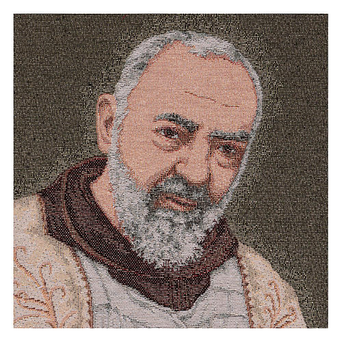 Wandteppich Pater Pio mit Stola vor Goldgrund 40x30 cm 2