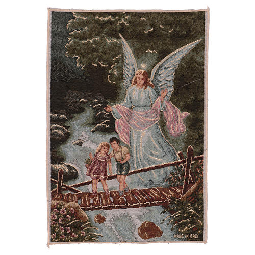 The Guardian Angel tapestry with golden background 40x30 cm 1