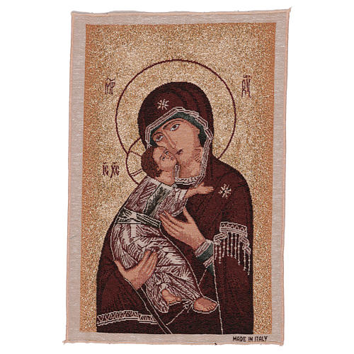 Wandteppich Gottesmutter von Wladimir vor Goldgrund 45x30 cm 1