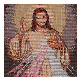 Divine Mercy tapestry with dark background 20.5x12"
