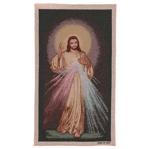 Divine Mercy tapestry with dark background 20.5x12" 1