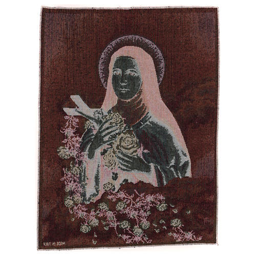 Saint Teresa of Lisieux tapestry with light blue background 50x40 cm 3