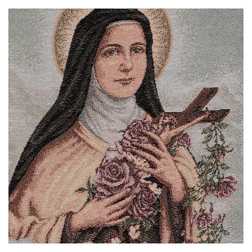 Saint Therese tapestry with light blue background 20x15.5" 2